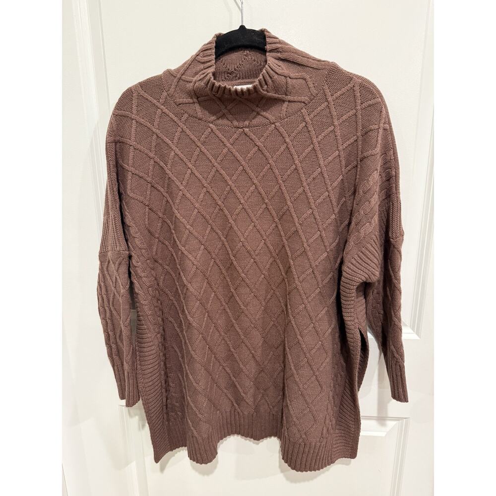 Mer-Sea & Co Sweater Womens One Size Purple Mock Neck Diamond Knit Pullover